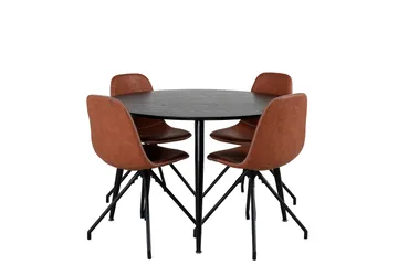 Dipp Matgrupp 115 cm Rund med 4 Polar stolar - Svart - Products - Möbler - Bord & matgrupp - Matgrupp