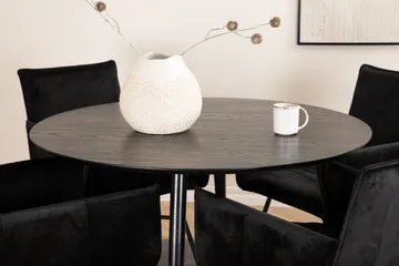 Dipp Matgrupp 115 cm Rund med 4 Petra stolar - Svart - Products - Möbler - Bord & matgrupp - Matgrupp