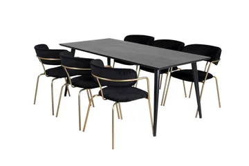 Dipp Matgrupp 180 cm Rektangulär med 6 Arrow stolar - Svart/Guld - Products - Möbler - Bord & matgrupp - Matgrupp