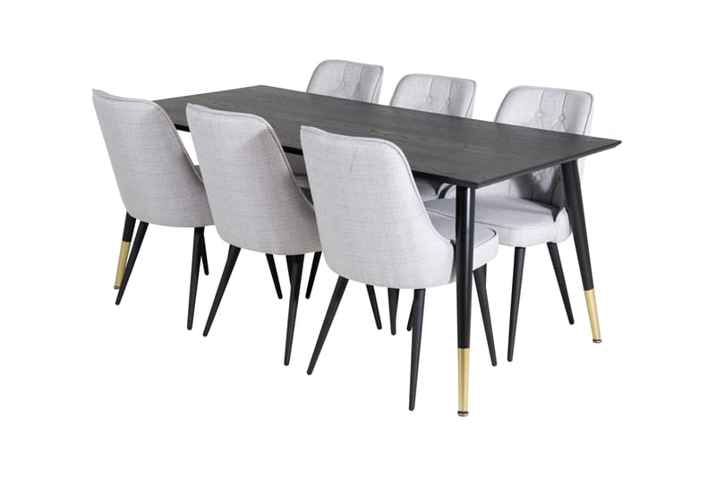 Dipp Matgrupp 180 cm Rektangulär med 6 Velvet Deluxe stolar - Svart/Guld - Products - Möbler - Bord & matgrupp - Matgrupp