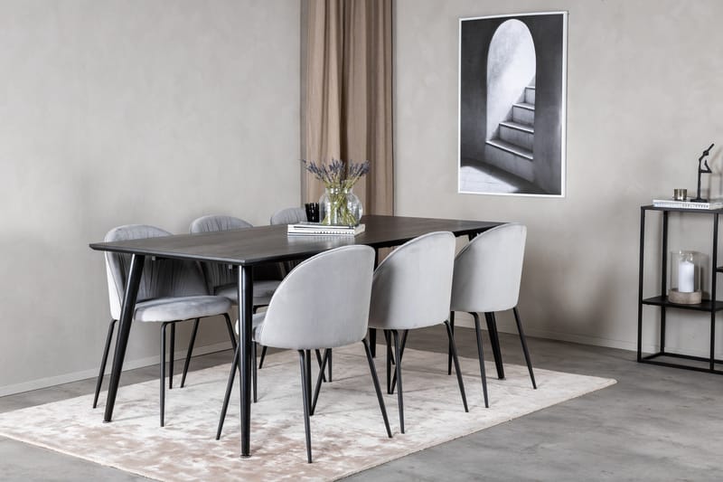 Dipp Matgrupp 180 cm Rektangulär med 6 Wrinkles stolar - Svart - Products - Möbler - Bord & matgrupp - Matgrupp