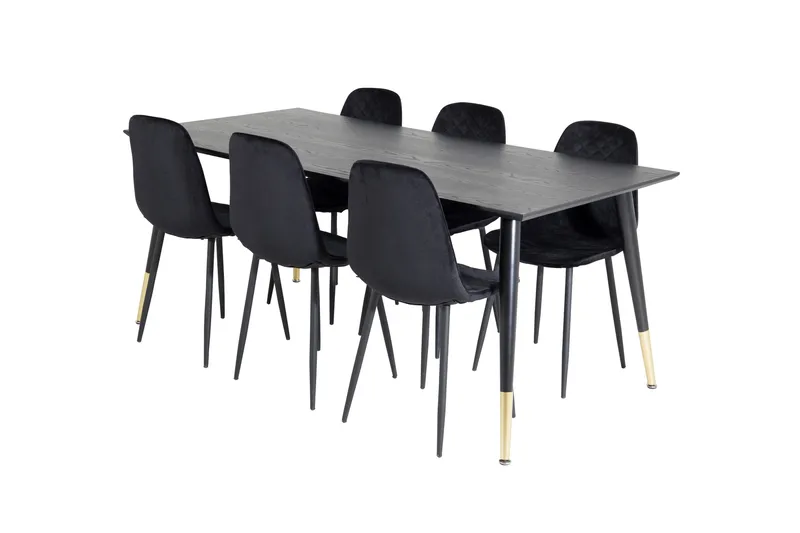 Dipp Matgrupp 180 cm Rektangulär med 6 Polar stolar - Svart/Guld - Products - Möbler - Bord & matgrupp - Matgrupp