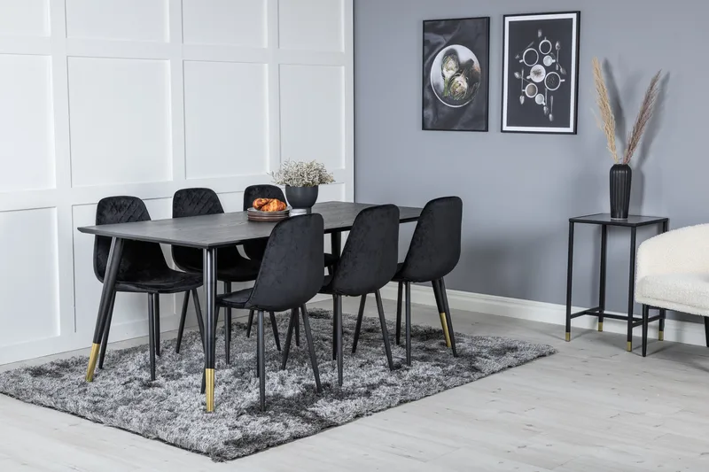 Dipp Matgrupp 180 cm Rektangulär med 6 Polar stolar - Svart/Guld - Products - Möbler - Bord & matgrupp - Matgrupp