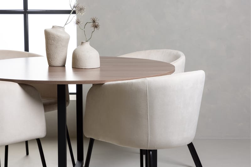 Durango Matgrupp 120 cm Rund med 4 Berit Stolar - Valnöt - Products - Möbler - Bord & matgrupp - Matgrupp