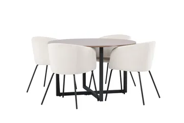 Durango Matgrupp 120 cm Rund med 4 Berit Stolar - Valnöt - Products - Möbler - Bord & matgrupp - Matgrupp