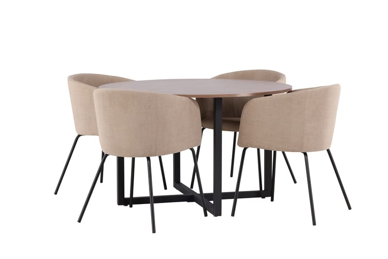 Durango Matgrupp 120 cm Rund med 4 Berit Stolar - Valnöt - Products - Möbler - Bord & matgrupp - Matgrupp