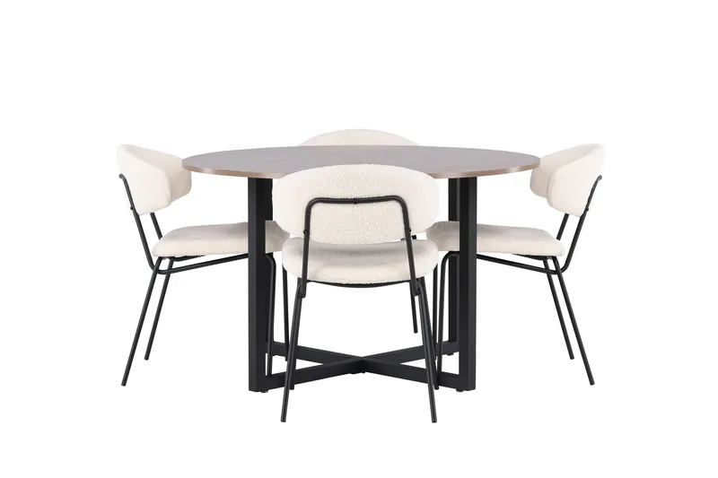 Durango Matgrupp 120 cm Rund med 4 Chico Stolar - Valnöt - Products - Möbler - Bord & matgrupp - Matgrupp