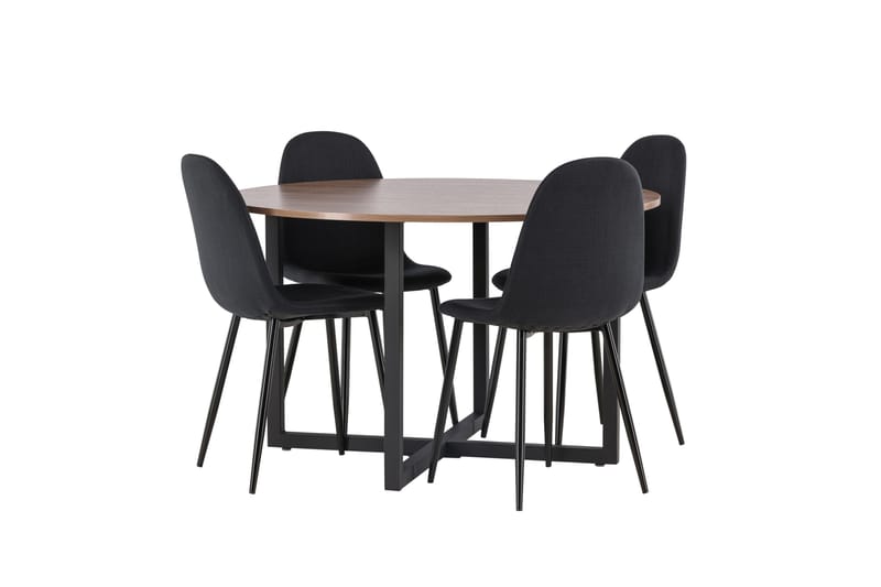 Durango Matgrupp 120 cm Rund med 4 Polar Stolar - Valnöt - Products - Möbler - Bord & matgrupp - Matgrupp