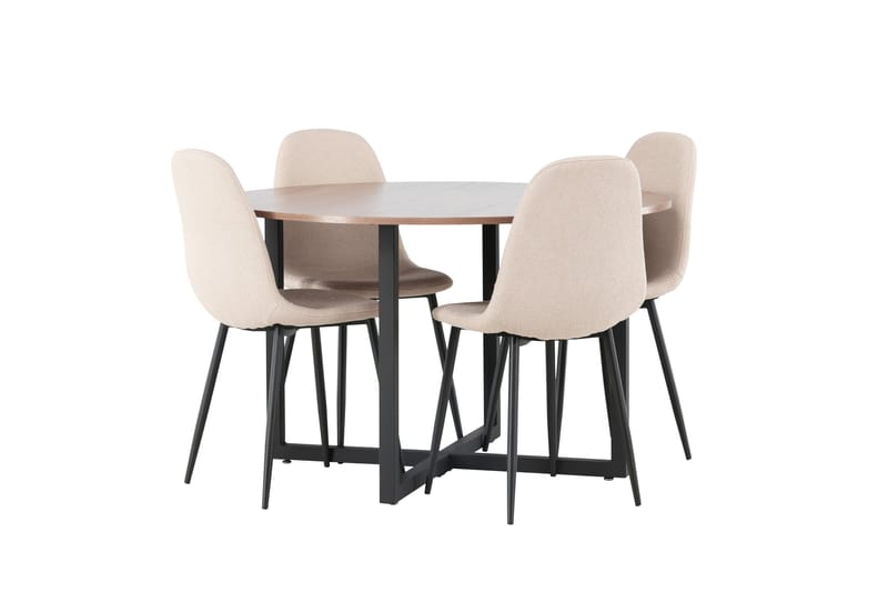 Durango Matgrupp 120 cm Rund med 4 Polar Stolar - Valnöt - Products - Möbler - Bord & matgrupp - Matgrupp
