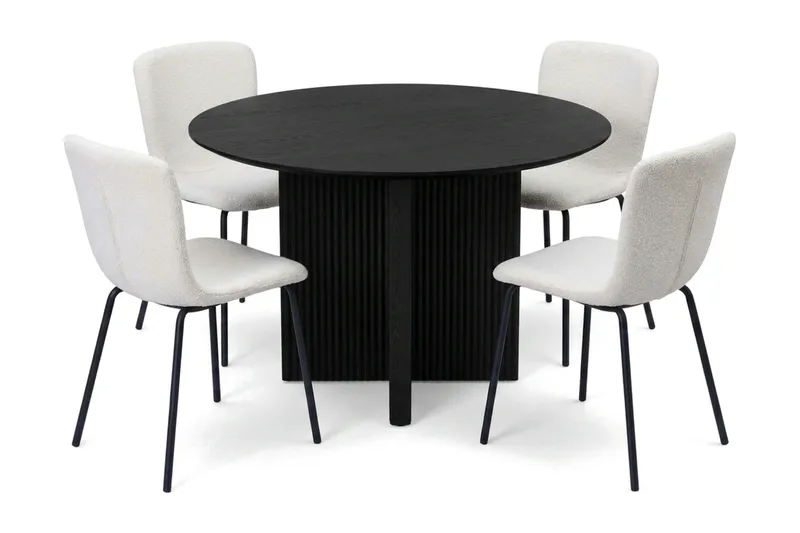 Edda Matgrupp runt 110 cm Svart med 4 Katy Matstolar - Svart - Products - Möbler - Bord & matgrupp - Matgrupp