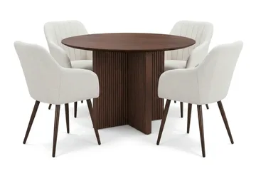 Edda Matgrupp runt 110 cm Valnöt med 4 Filippa Matstolar - Valnöt - Products - Möbler - Bord & matgrupp - Matgrupp