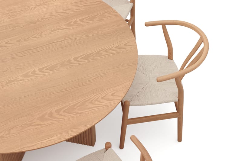 Edda Matgrupp runt 150 cm Ek med 6 Dastoori Matstolar - Ek - Products - Möbler - Bord & matgrupp - Matgrupp