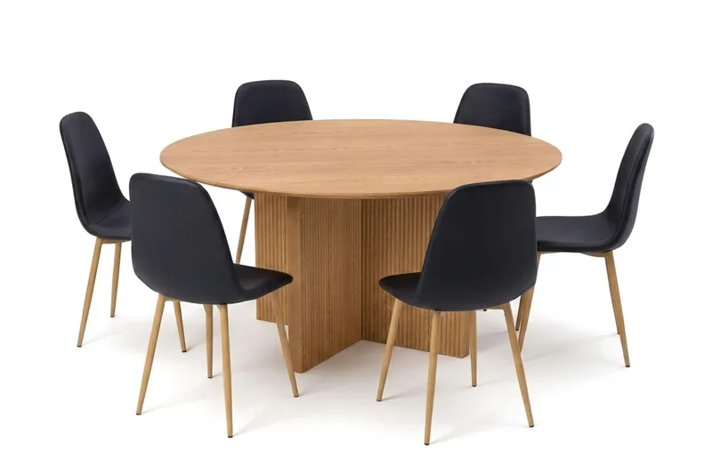 Edda Matgrupp runt 150 cm Ek med 6 Nibe Matstolar - Ek - Products - Möbler - Bord & matgrupp - Matgrupp