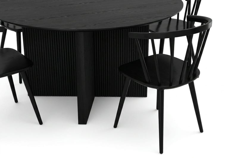Edda Matgrupp runt 150 cm Svart med 6 Tyrö Matstolar - Svart - Products - Möbler - Bord & matgrupp - Matgrupp