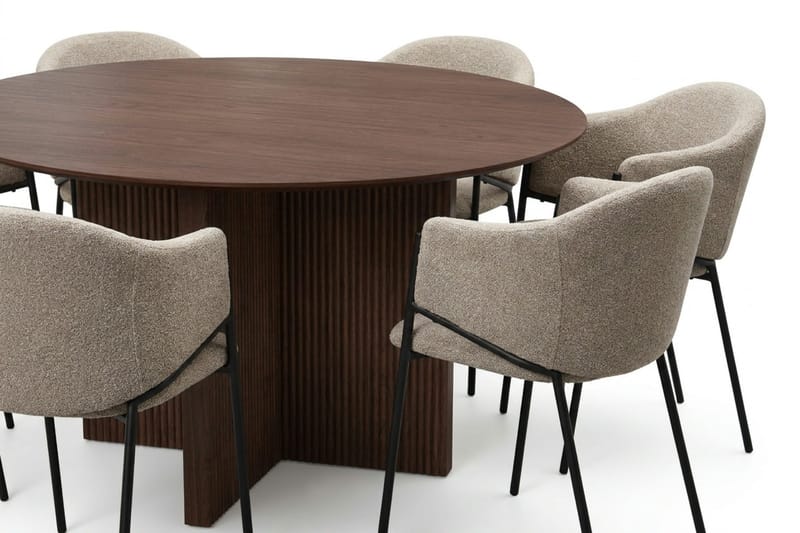Edda Matgrupp runt 150 cm Valnöt med 6 Filip Matstolar - Products - Möbler - Bord & matgrupp - Matgrupp