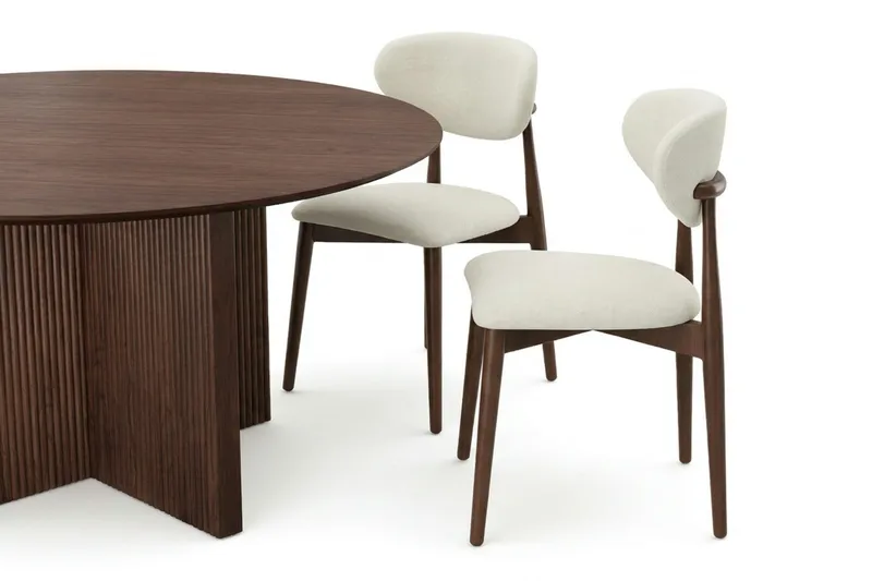 Edda Matgrupp runt 150 cm Valnöt med 6 Molly Matstolar - Products - Möbler - Bord & matgrupp - Matgrupp