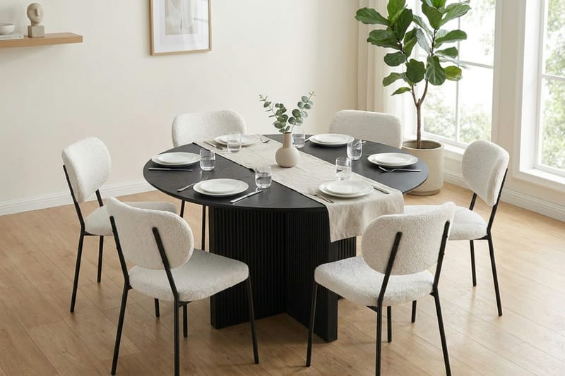 Edda Runt Matbord 130cm Fanér - Svart - Products - Möbler - Bord & matgrupp - Matbord & köksbord