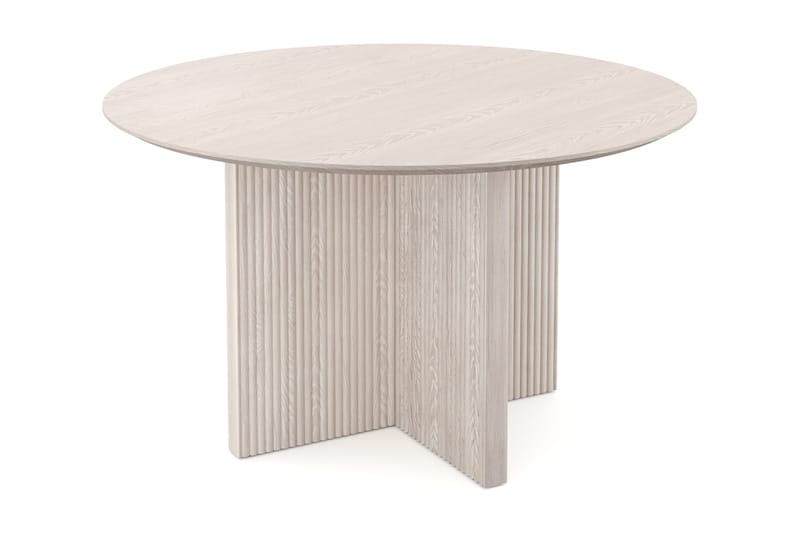 Edda Runt Matbord 130cm Fanér - Vitlaserat - Products - Möbler - Bord & matgrupp - Matbord & köksbord
