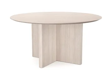 Edda Runt Matbord 150cm Fanér, Vitlaserad ek