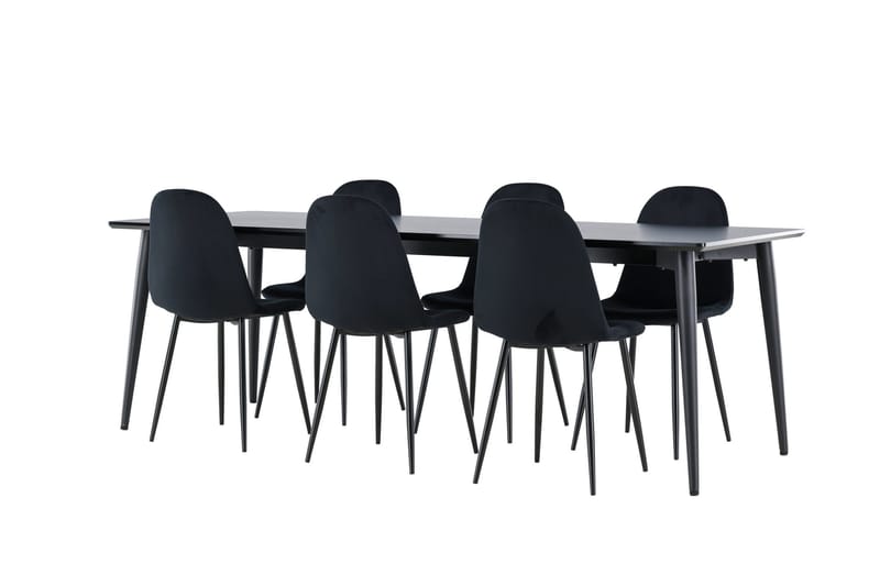 Ellis Matgrupp 230 cm Rektangulär med 6 Polar stolar - Svart/Svart - Products - Möbler - Bord & matgrupp - Matgrupp