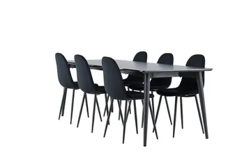 Ellis Matgrupp 230 cm Rektangulär med 6 Polar stolar - Svart/Svart - Products - Möbler - Bord & matgrupp - Matgrupp