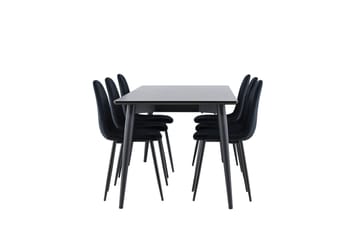 Ellis Matgrupp 230 cm Rektangulär med 6 Polar stolar - Svart/Svart - Products - Möbler - Bord & matgrupp - Matgrupp