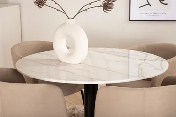 Estelle Matgrupp 106 cm Rund med 4 Berit stolar - Beige - Products - Möbler - Bord & matgrupp - Matgrupp