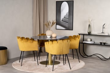 Estelle Matgrupp 106 cm Rund med 4 Limhamn stolar - Svart/Guld - Products - Möbler - Bord & matgrupp - Matgrupp