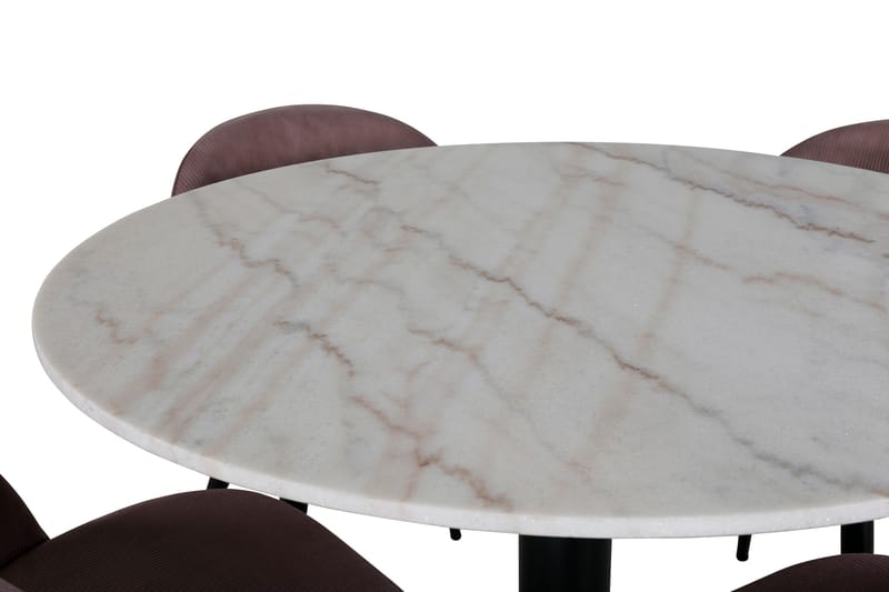 Estelle Matgrupp 106 cm Rund med 4 Velvet stolar - Svart - Products - Möbler - Bord & matgrupp - Matgrupp