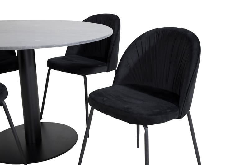 Estelle Matgrupp 106 cm Rund med 4 Wrinkles stolar - Svart - Products - Möbler - Bord & matgrupp - Matgrupp