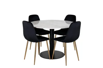 Estelle Matgrupp 106 cm Rund med 4 Polar stolar - Svart/Guld - Products - Möbler - Bord & matgrupp - Matgrupp