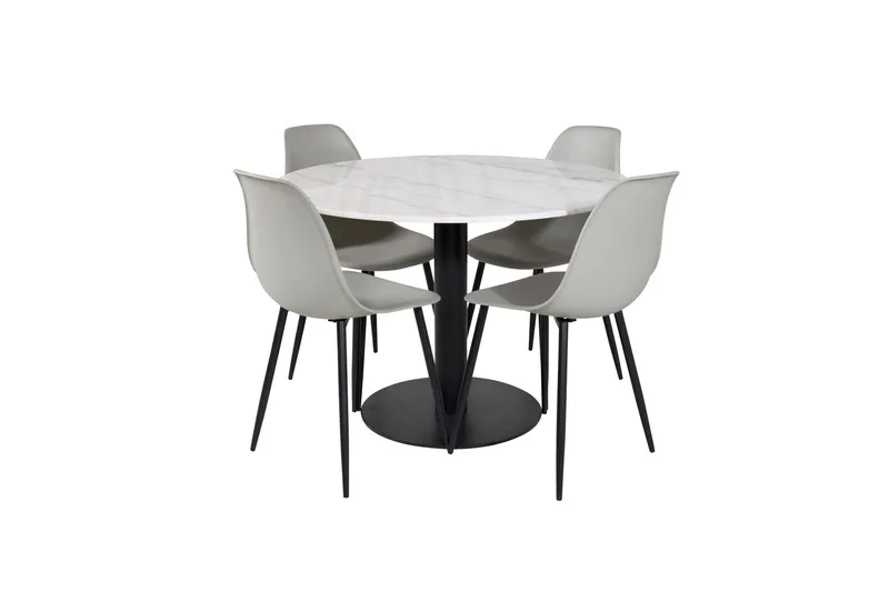 Estelle Matgrupp 106 cm Rund med 4 Polar stolar, Svart