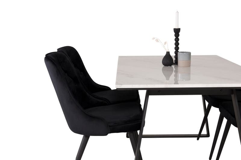 Estelle Matgrupp 140 cm Rektangulär med 4 Velvet Deluxe stolar - Svart - Products - Möbler - Bord & matgrupp - Matgrupp