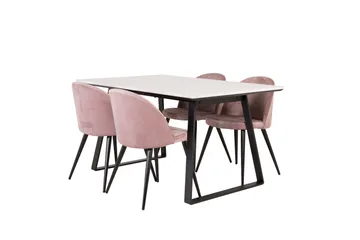 Estelle Matgrupp 140 cm Rektangulär med 4 Velvet stolar - Svart - Products - Möbler - Bord & matgrupp - Matgrupp