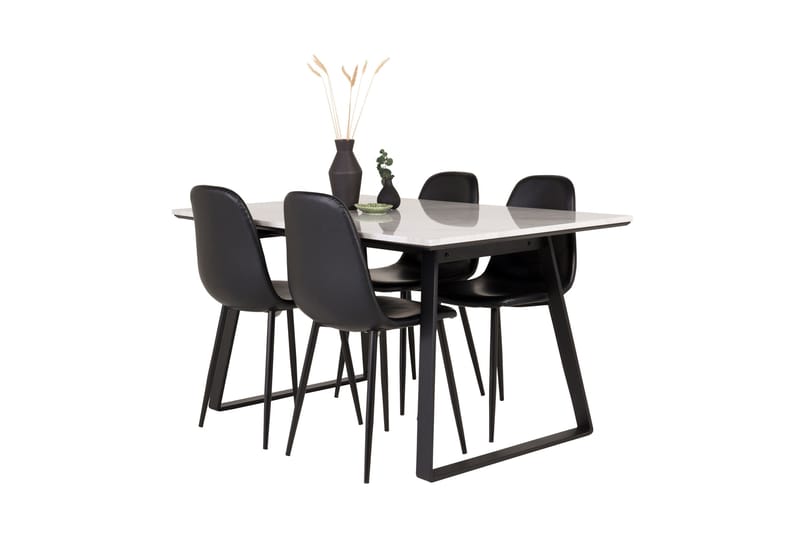 Estelle Matgrupp 140 cm Rektangulär med 4 Polar stolar - Svart - Products - Möbler - Bord & matgrupp - Matgrupp