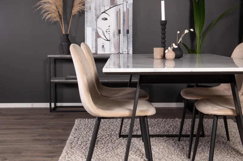 Estelle Matgrupp 140 cm Rektangulär med 4 Polar stolar - Beige - Products - Möbler - Bord & matgrupp - Matgrupp