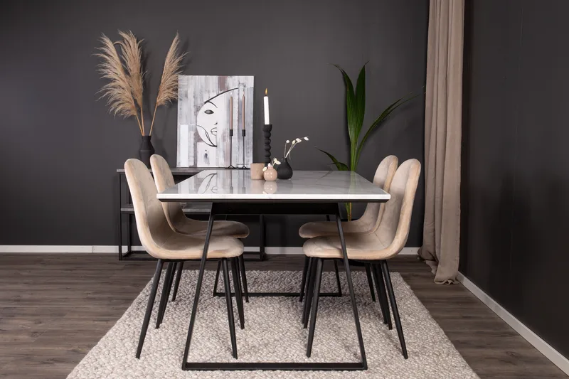 Estelle Matgrupp 140 cm Rektangulär med 4 Polar stolar - Beige - Products - Möbler - Bord & matgrupp - Matgrupp
