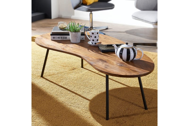 Fanks Soffbord 122 cm Njurformat - Massivt Trä/Svart - Products - Möbler - Bord & matgrupp - Soffbord