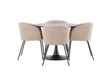 Glade Matgrupp 100 cm Rund med 4 Berit stolar - Beige - Products - Möbler - Bord & matgrupp - Matgrupp