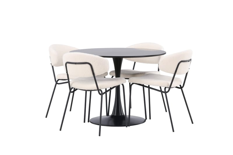 Glade Matgrupp 100 cm Rund med 4 Chico Stolar - Svart - Products - Möbler - Bord & matgrupp - Matgrupp