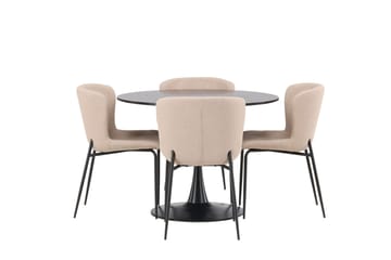 Glade Matgrupp 100 cm Rund med 4 Modesto stolar - Beige - Products - Möbler - Bord & matgrupp - Matgrupp