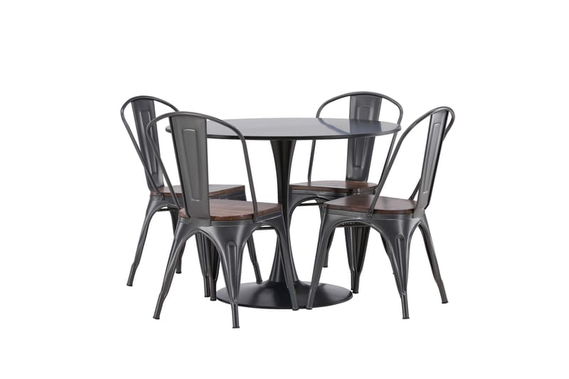 Glade Matgrupp 100 cm Rund med 4 Tempe stolar - Mörkgrå - Products - Möbler - Bord & matgrupp - Matgrupp