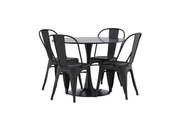 Glade Matgrupp 100 cm Rund med 4 Tempe Stolar - Svart - Products - Möbler - Bord & matgrupp - Matgrupp