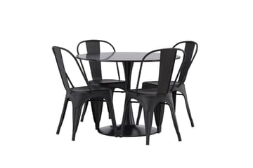 Glade Matgrupp 100 cm Rund med 4 Tempe Stolar - Svart - Products - Möbler - Bord & matgrupp - Matgrupp