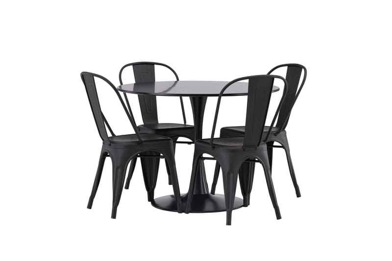 Glade Matgrupp 100 cm Rund med 4 Tempe Stolar - Svart - Products - Möbler - Bord & matgrupp - Matgrupp