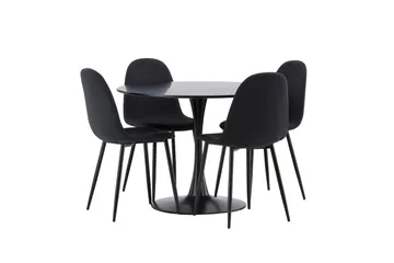 Glade Matgrupp 100 cm Rund med 4 Polar stolar - Svart - Products - Möbler - Bord & matgrupp - Matgrupp