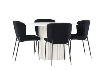 Härön Matgrupp 110 cm Rund med 4 Modesto stolar - Vit/Svart - Products - Möbler - Bord & matgrupp - Matgrupp