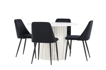 Härön Matgrupp 110 cm Rund med 4 Night stolar - Vit/Svart - Products - Möbler - Bord & matgrupp - Matgrupp