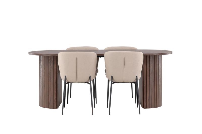 Härön Matgrupp 200 cm Oval med 4 Modesto stolar - Mocca/Beige - Products - Möbler - Bord & matgrupp - Matgrupp