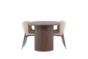 Härön Matgrupp 200 cm Oval med 4 Modesto stolar - Mocca/Beige - Products - Möbler - Bord & matgrupp - Matgrupp
